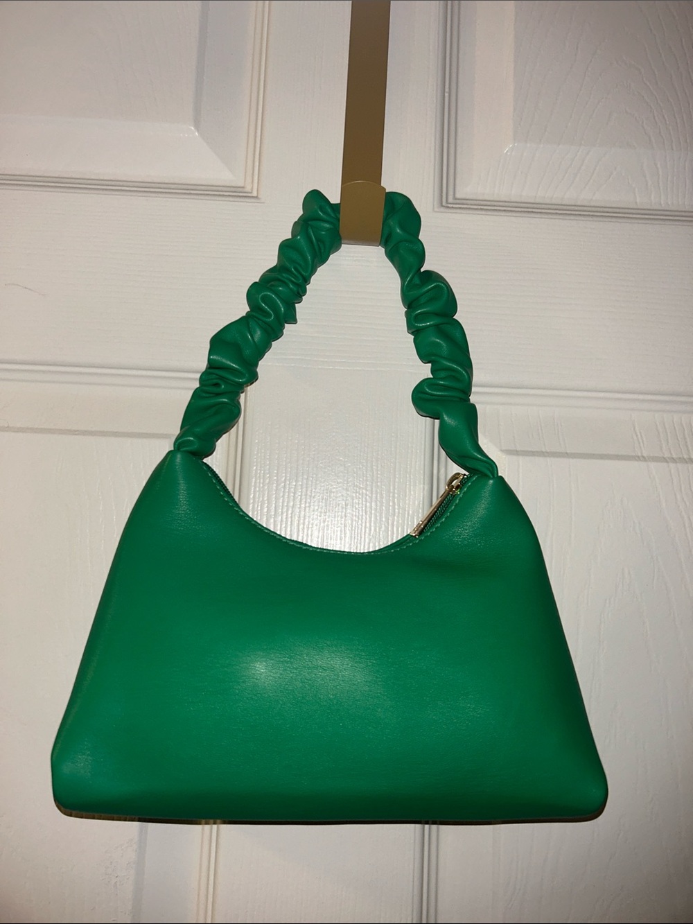Green Ruched Handle Shoulder Bag